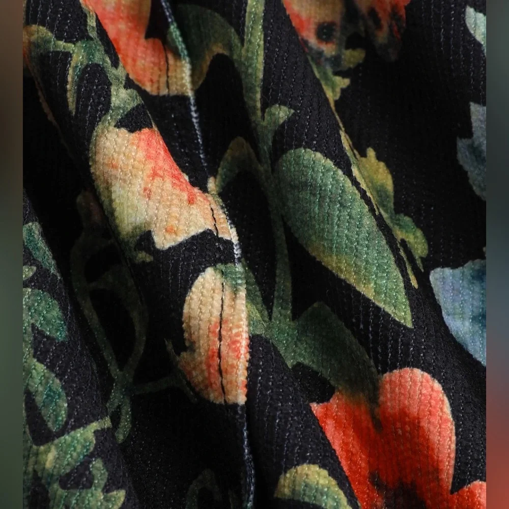 Cider LIGHTWEIGHT CORDUROY FLORAL BUTTON WIDE LEG JUMPSUIT XL SW2-7 - Picture 6 of 14